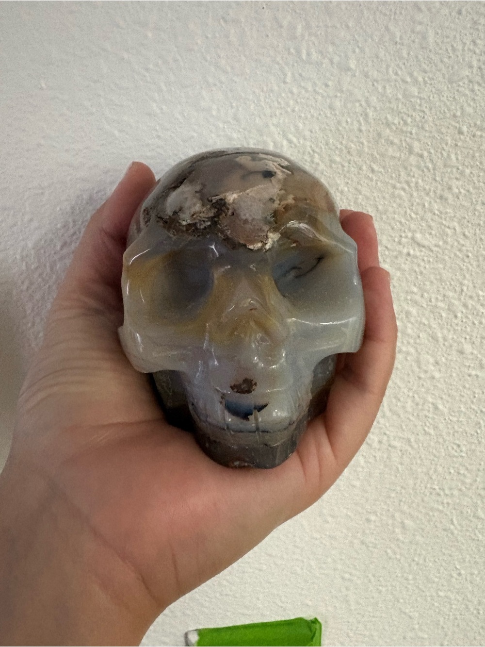 Flower agate crystal skull